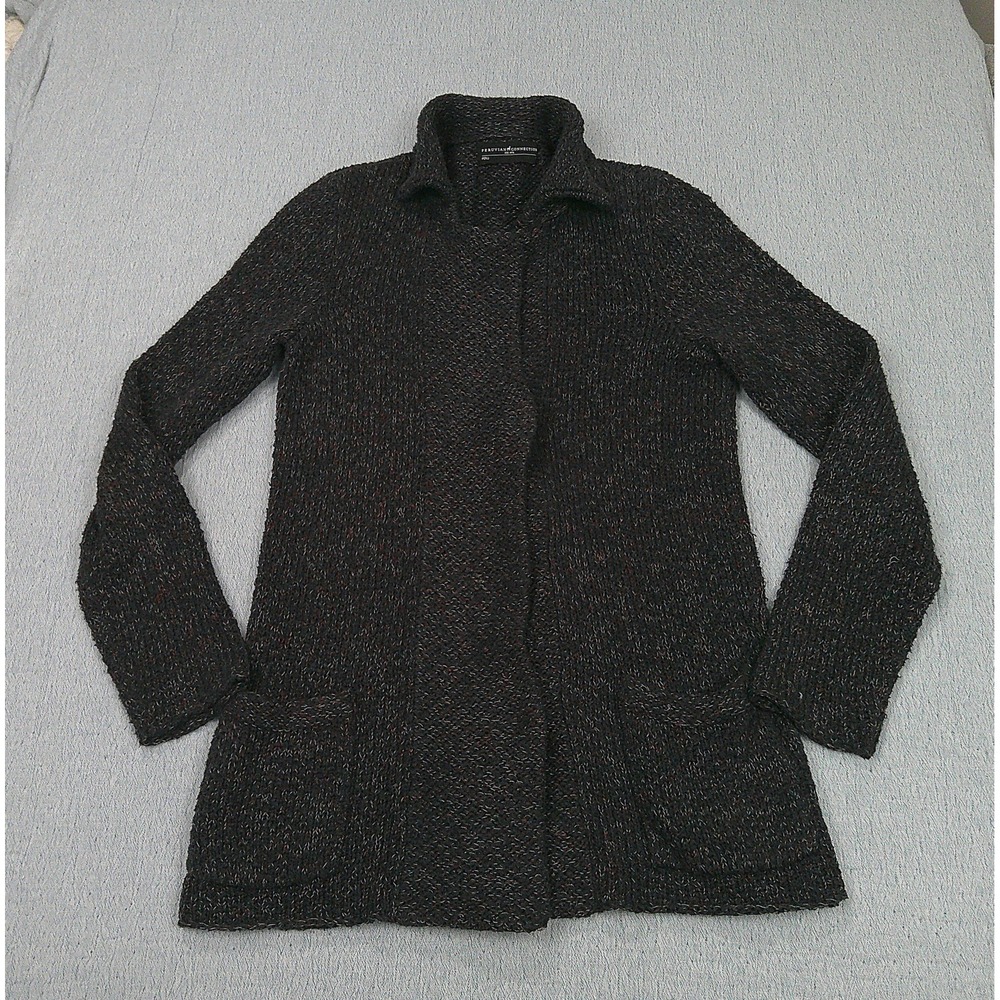 Peruvian Connection Sweater Button Cardigan Women's‎ Black Pima Cotton Small